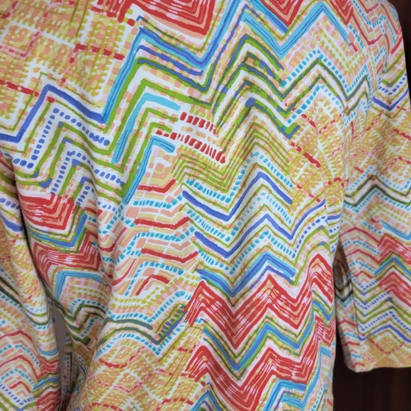 Womans J JIll Multicolor Chevron Print 3/4 Sleeve V-necks Font and Back Size Sm - Picture 4 of 11